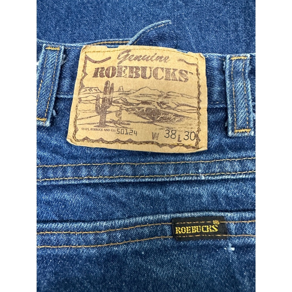Vintage Roebucks 50124 Men Dark Wash Western Denim Jeans 38x30 (Actual 36x29)